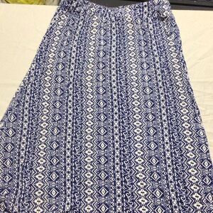 Cato Blue and White Geometric Maxi Skirt